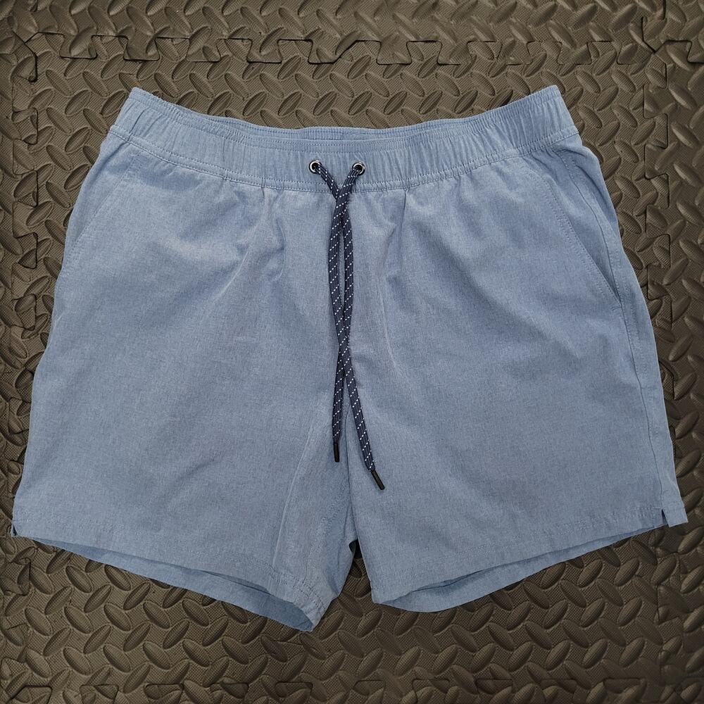 J.Crew Men’s Swim Trunks Medium Blue Chambray Look 5" Inseam Drawstring
